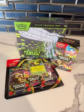 Pokémon TCG Perfect Order Elite Trainer Box & Booster Bundle & Blister 3pk NEW